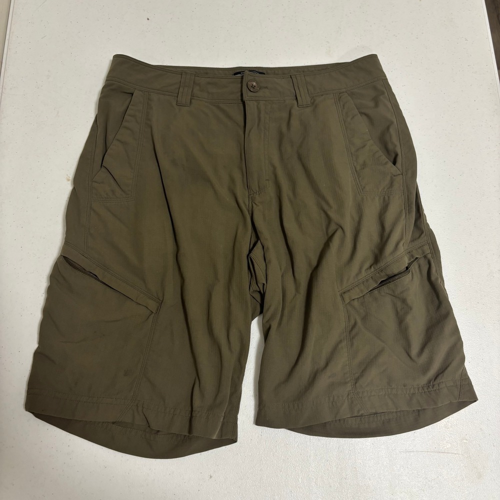 Gander Mountain Guide Series Mens 32 Olive Green Ripstop Cargo Hiking Shorts